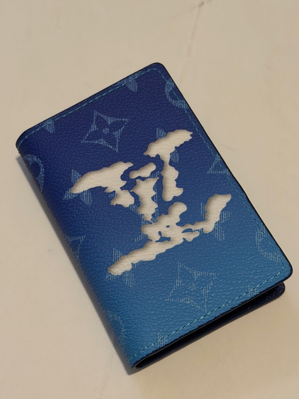 Louis Vuitton Blue Monogram Card & Key Holder with White Accent